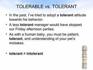 Tolerant Examples Words easily confused in English | PPT