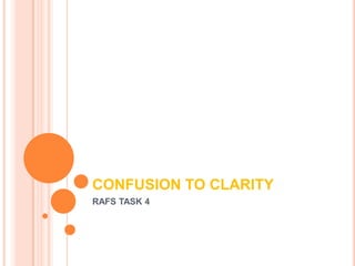 CONFUSION TO CLARITY
RAFS TASK 4
 