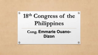 18th Congress of the
Philippines
Cong. Emmarie Ouano-
Dizon
 