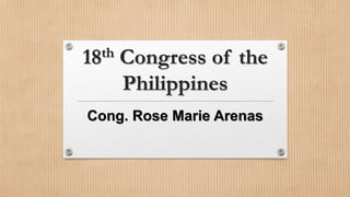 18th Congress of the
Philippines
Cong. Rose Marie Arenas
 