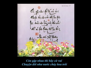 Còn gặp nhau thì hãy cứ vui
Chuyện đời như nước chảy hoa trôi
 