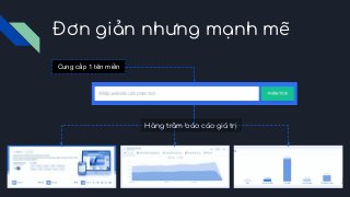 Đơn giản nhưng mạnh mẽ
Hàng trăm báo cáo giá trị
Cung cấp 1 tên miền
 