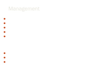 Management
1. Medical Menagement
 Resuscitation and stabilization with Prostaglandin E1 infusion
 Intubation and ventilation as needed
 Infective endocarditis prophylaxis
 Anticongestive theraphy( digixin and lasix)
 Assessment of renal ,hepatic,and nurologic function.
2. Ballon angioplasty may be indicated for infants who are a high surgical
risk.
3. Surgical intervention: usually performed as soon as the diagnosis is made
 Subclavian flap repair
 End to end anastomosis
 Dacron patch repair
4. hypertention management is needed for the older children

 