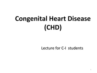 Congenital Heart Disease
         (CHD)

        Lecture for C-I students



                                   1
 