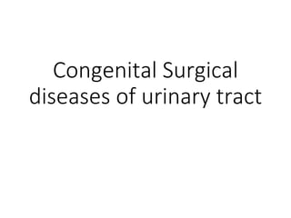 Congenital Surgical
diseases of urinary tract
 