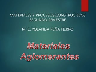 MATERIALES Y PROCESOS CONSTRUCTIVOS
SEGUNDO SEMESTRE
M. C. YOLANDA PEÑA FIERRO
 