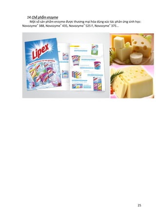 25
14.Chế phẩm enzyme
Một số sản phẩm enzyme được thương mại hóa dùng xúc tác phản ứng sinh học:
Novozyme®
388, Novozyme®
435, Novozyme®
525 F, Novozyme®
375…
 