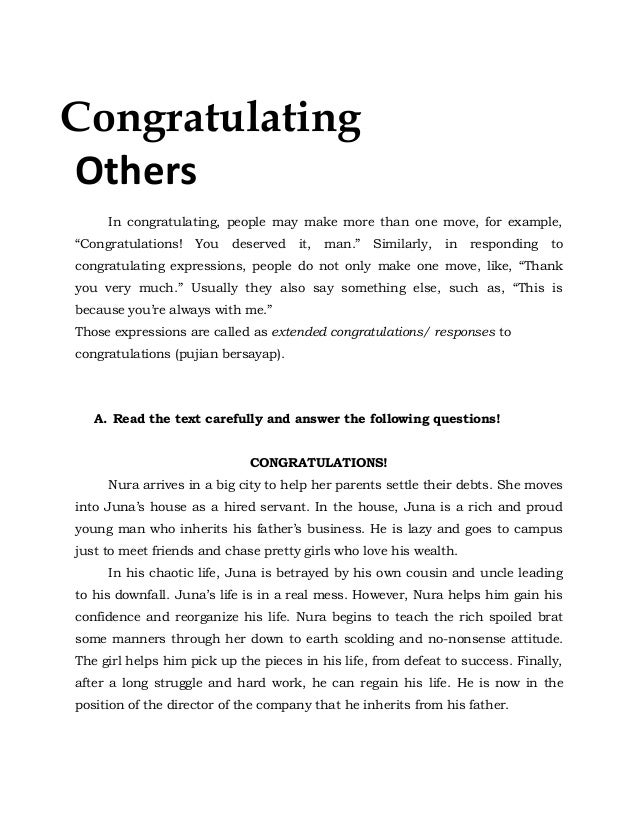 Expression Of Congratulation And Response Goreng