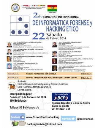 Programa Congreso Internacional de  Informática Forense y Hacking Etico