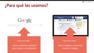 #cw15 @ikhuerta
- Marketing de optimización
¿Para qué las usamos?
Queremos saber…
cómo mejorar nuestras
posiciones y resultados
Queremos saber…
cómo evaluar y priorizar
nuestro trabajo
 