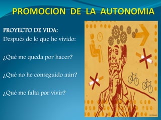 PROYECTO DE VIDA:
Después de lo que he vivido:

¿Qué me queda por hacer?

¿Qué no he conseguido aún?

¿Qué me falta por vivir?
 
