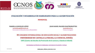PONENCIA:Congreso internacional de Educación Social y alfabetizaciones