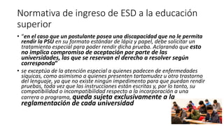 Políticas inclusivas de acceso a la educación superior en Chile | PPTX