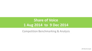 Competition Benchmarking & Analysis
Share of Voice
1 Aug 2014 to 9 Dec 2014
@Vikashnsingh
 