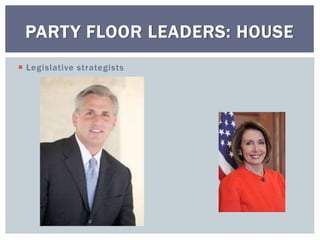  Legislative strategists
PARTY FLOOR LEADERS: HOUSE
 