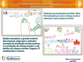 Débora Caetano Kober Ago/2008 Produções de crianças de Jardim II  Aproximadamente 5/6 anos 