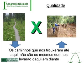 Qualidade




           X
Os caminhos que nos trouxeram até
 aqui, não são os mesmos que nos
      levarão daqui em diante
 