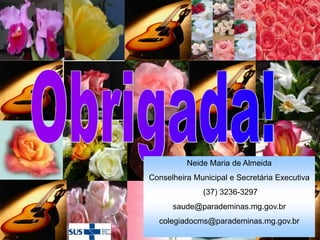 Neide Maria de Almeida
Conselheira Municipal e Secretária Executiva
(37) 3236-3297
saude@parademinas.mg.gov.br

colegiadocms@parademinas.mg.gov.br

 