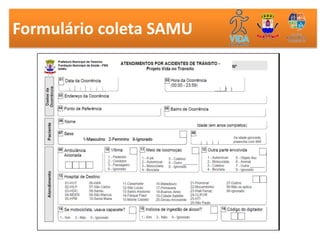 Formulário para coleta de dados para o PVT
Formulário coleta SAMU
 