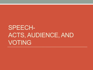 SPEECH-
ACTS, AUDIENCE, AND
VOTING
 