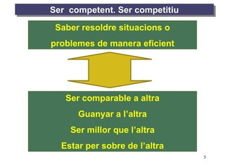 Ser  competent. Ser competitiu Saber resoldre situacions o problemes de manera eficient Ser comparable a altra Guanyar a l’altra Ser millor que l’altra Estar per sobre de l’altra 