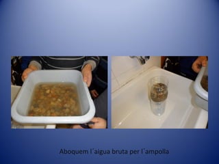 Aboquem l´aigua bruta per l´ampolla
 