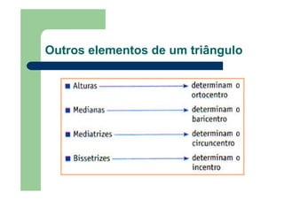 Outros elementos de um triângulo
 
