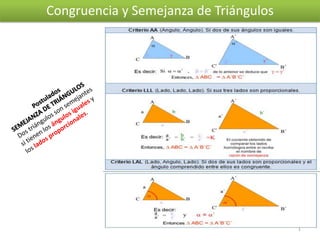 Congruencia y Semejanza de Triángulos 
1 