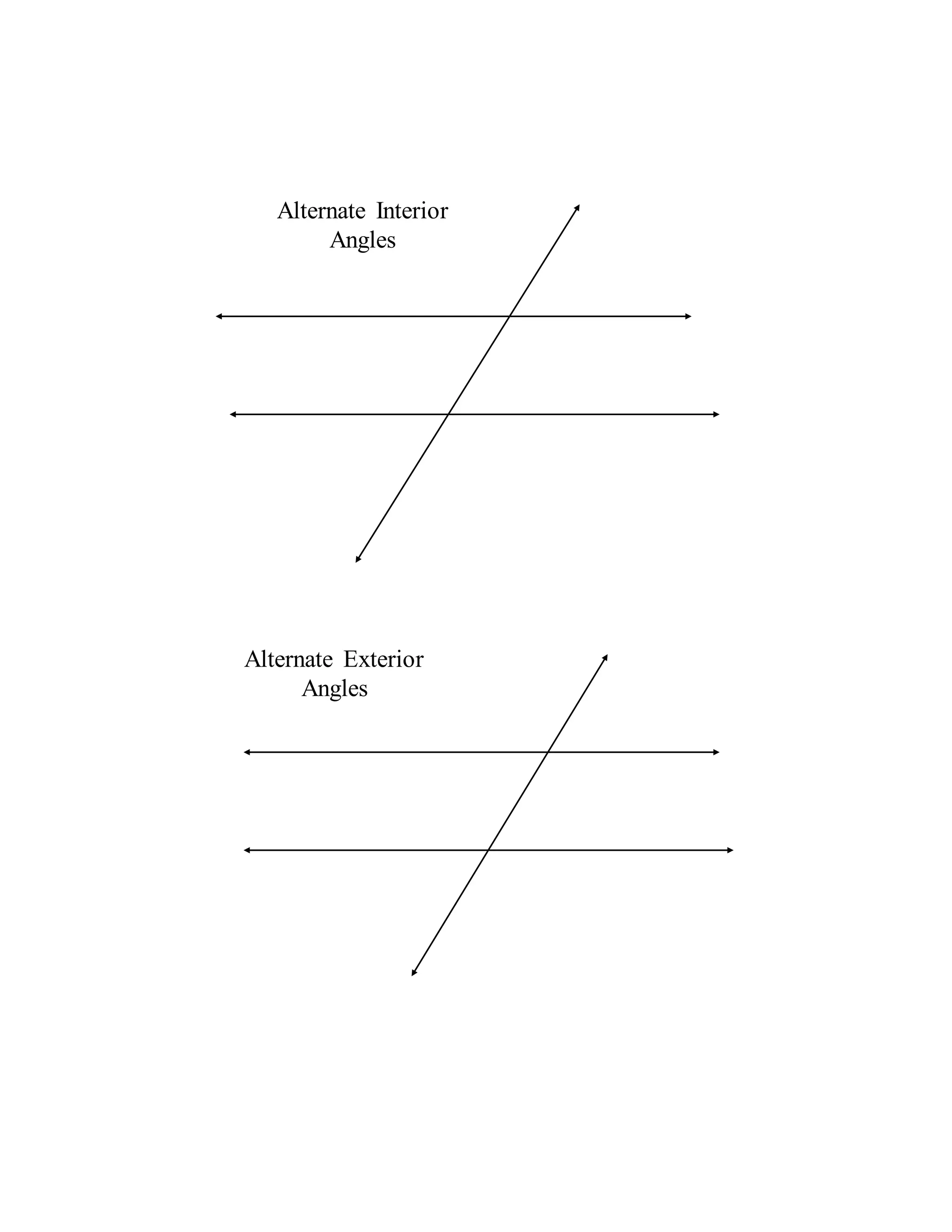 Alternate Exterior
Angles
Alternate Interior
Angles