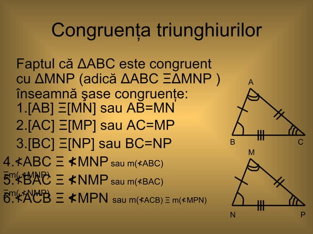 Congruenta triunghiurilor | PPT
