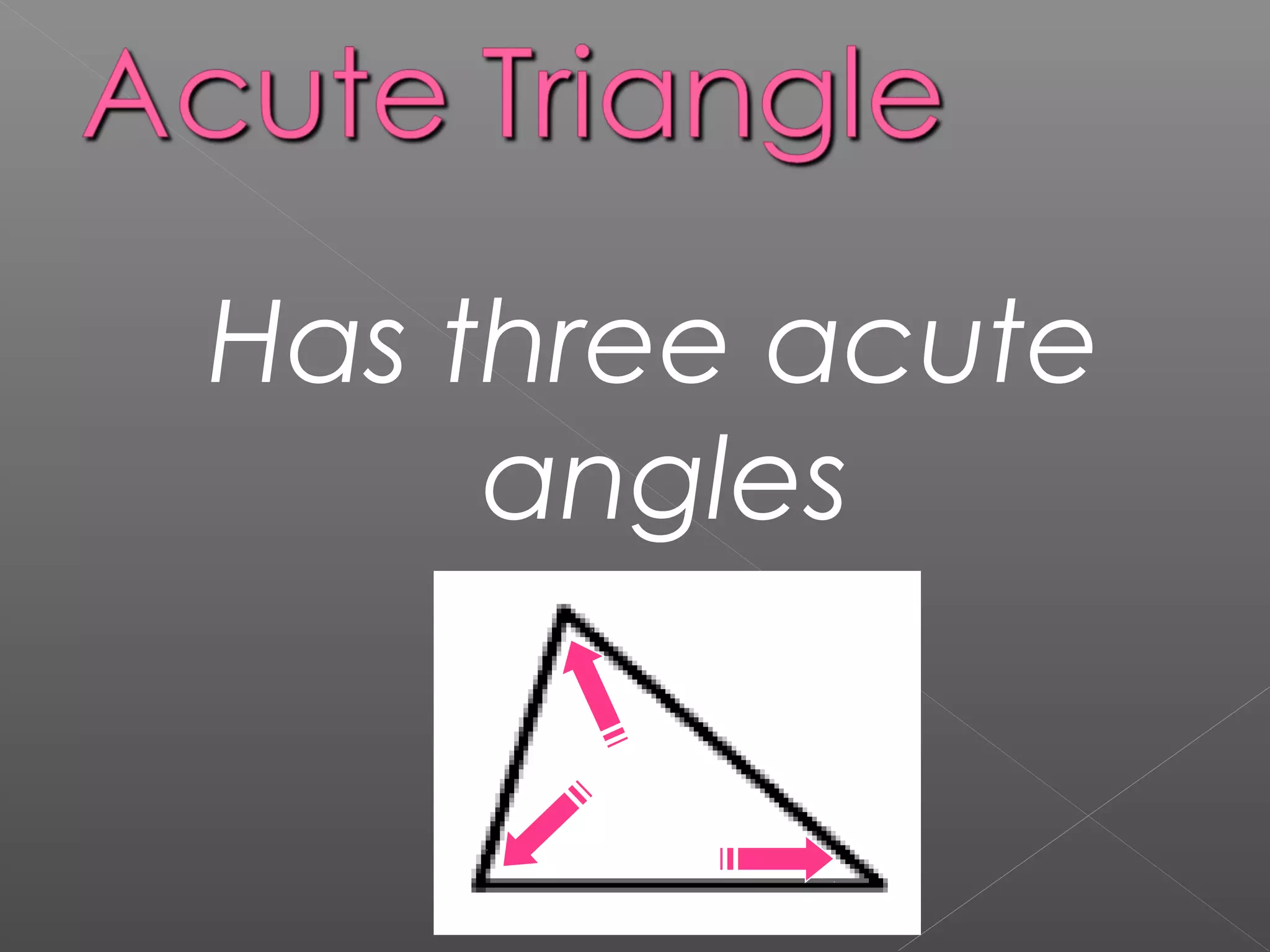 Has three acute
angles
 