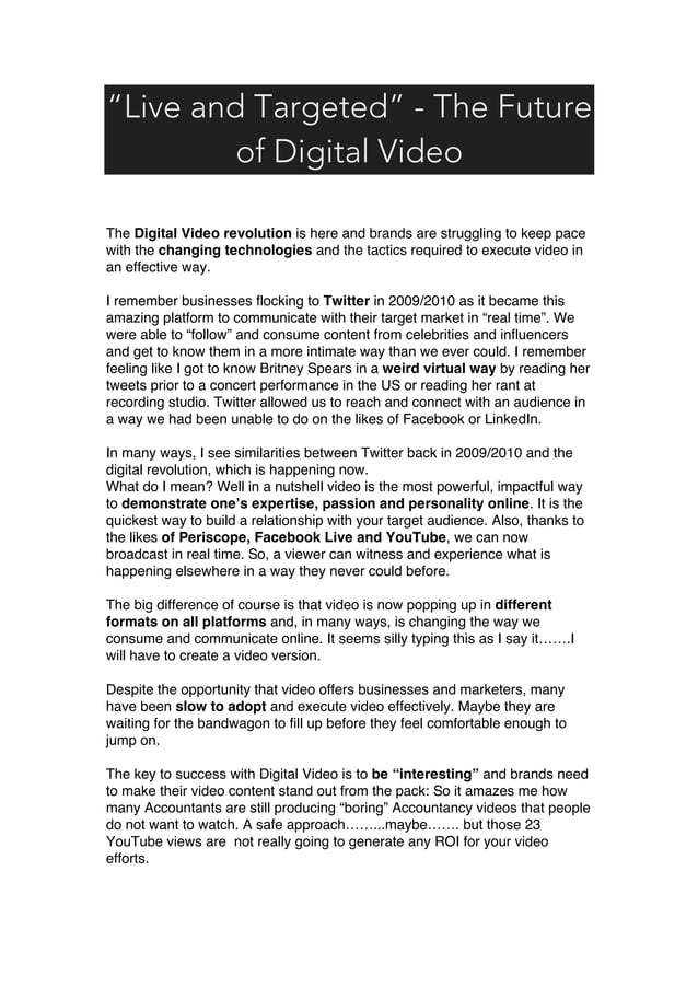“Live and Targeted” The Future of Digital Video PDF