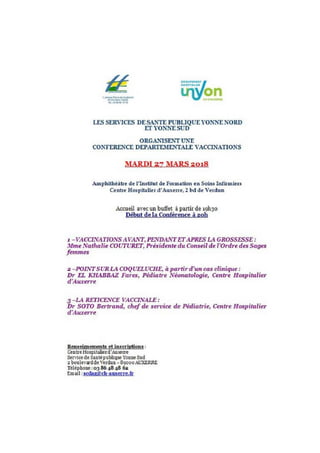 Conférence départementale Vaccination Auxerre - 27 mars 2018