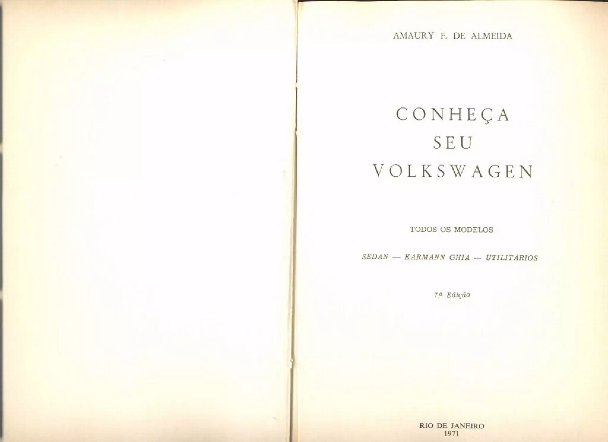 FUSCA e OU VW - LIVRO "Conheça seu Volkswagen AR" 151 pg