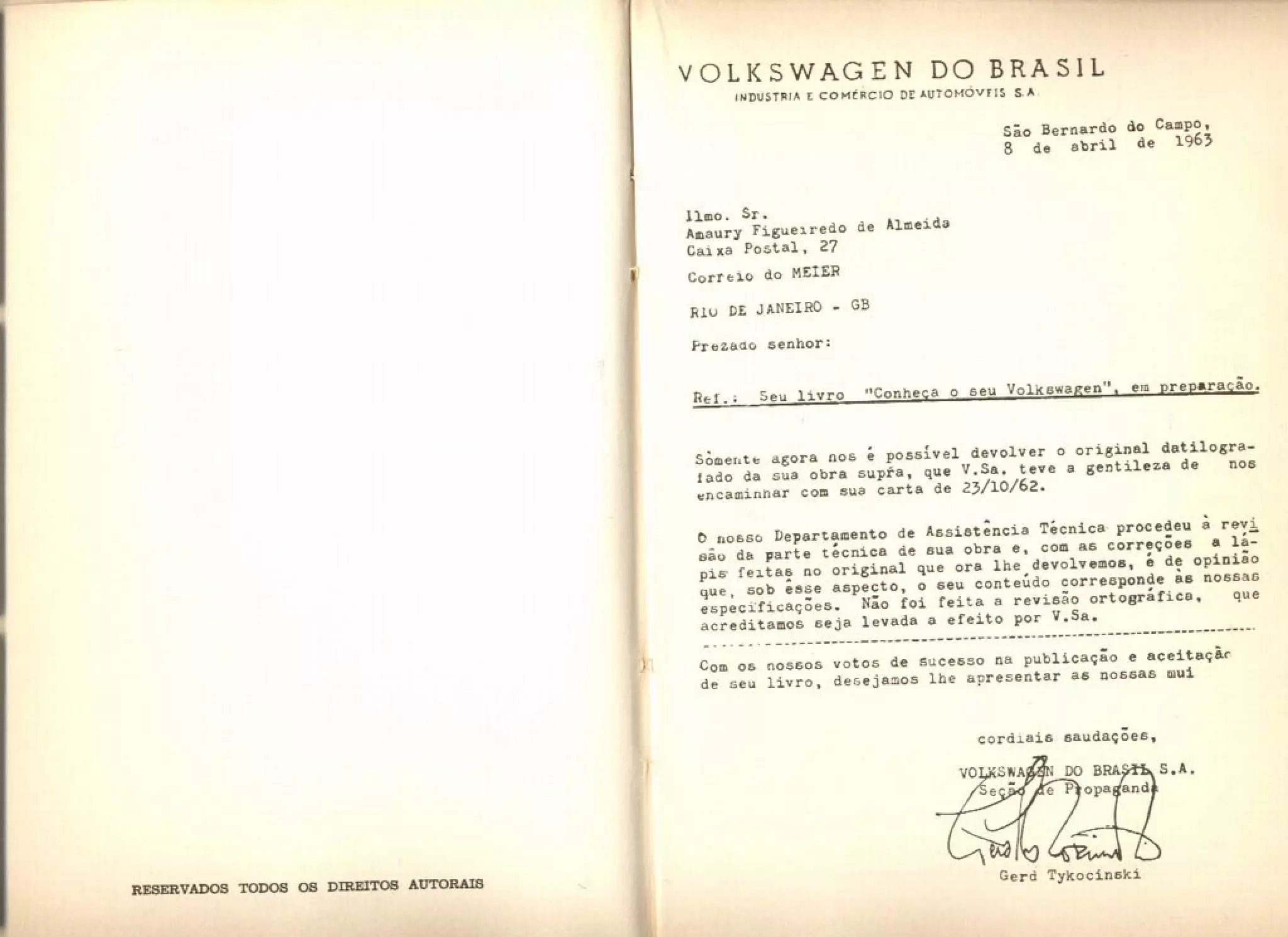FUSCA e OU VW - LIVRO "Conheça seu Volkswagen AR" 151 pg