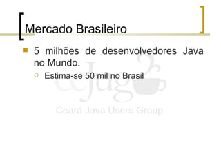 Mercado Brasileiro <ul><li>5 milhões de desenvolvedores Java no Mundo. </li></ul><ul><ul><li>Estima-se 50 mil no Brasil </...