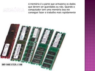 TecladoO teclado é essa peça retangular que fica abaixo do monitor, cheia de teclinhas que exercem várias funções. O teclado é o meio com o qual você, juntamente com o mouse trabalha no computador, é com ele que você manda os comandos para dentro da CPU e que aparecem no Monitor. O formato do teclado é baseado na antiga máquina de escrever.