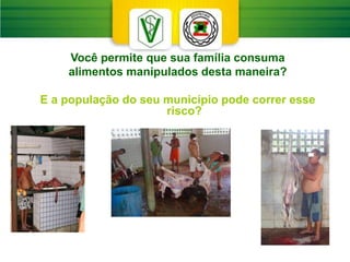Você permite que sua família consuma
alimentos manipulados desta maneira?
E a população do seu município pode correr esse
risco?
 
