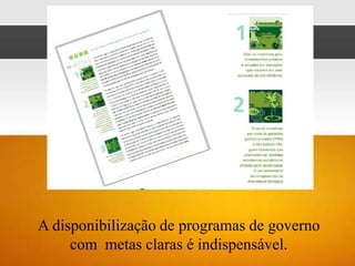 A disponibilização de programas de governo
     com metas claras é indispensável.
 