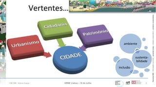 ParceriasRBEParceriasRBE–articulaçãocurricular–parceriaslocaisparceriaslocais–trabalhocolaborativo–construirconhecimentoconstruirconhecimento
Vertentes…
CIBE RBE: Helena Duque GRBE Lisboa – 18 de Julho 1
ambiente
sustenta-
bilidade
inclusão
 