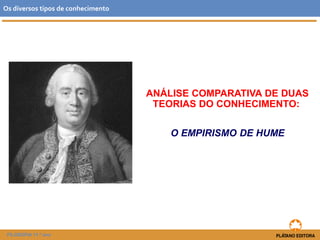 ANÁLISE COMPARATIVA DE DUAS
TEORIAS DO CONHECIMENTO:
O EMPIRISMO DE HUME
FILOSOFIA 11.º ano
Os diversos tipos de conhecimento
 