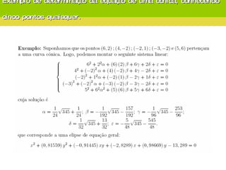 Exemplo de determinação da equação de uma cônica, conhecendo cinco pontos quaisquer.   