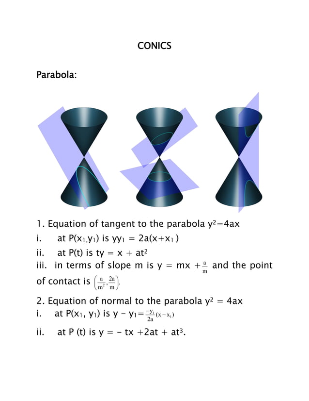 Conic Sections - Parabola | PDF