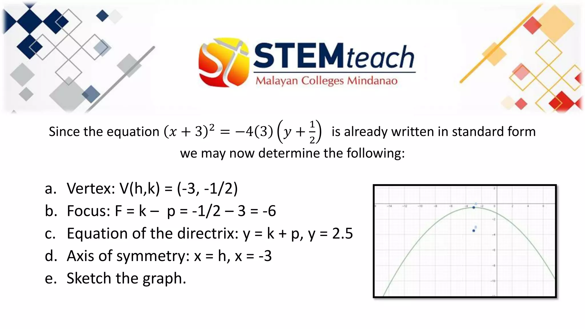 Conic sections- Parabola STEM TEACH | PPT
