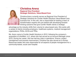 Christina Arenz 
Regional Vice President 
Strategic Solutions, Value-Based Care 
Christina Arenz currently serves as Regio...