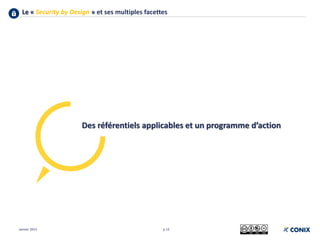 Le « Security by Design » et ses multiples facettes
p 12
Des référentiels applicables et un programme d’action
Janvier 2015
 