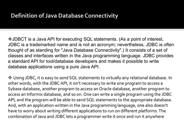 Java Database Connectivity | PPTX | Programming Languages | Computing