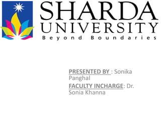 PRESENTED BY : Sonika
Panghal
FACULTY INCHARGE: Dr.
Sonia Khanna
 