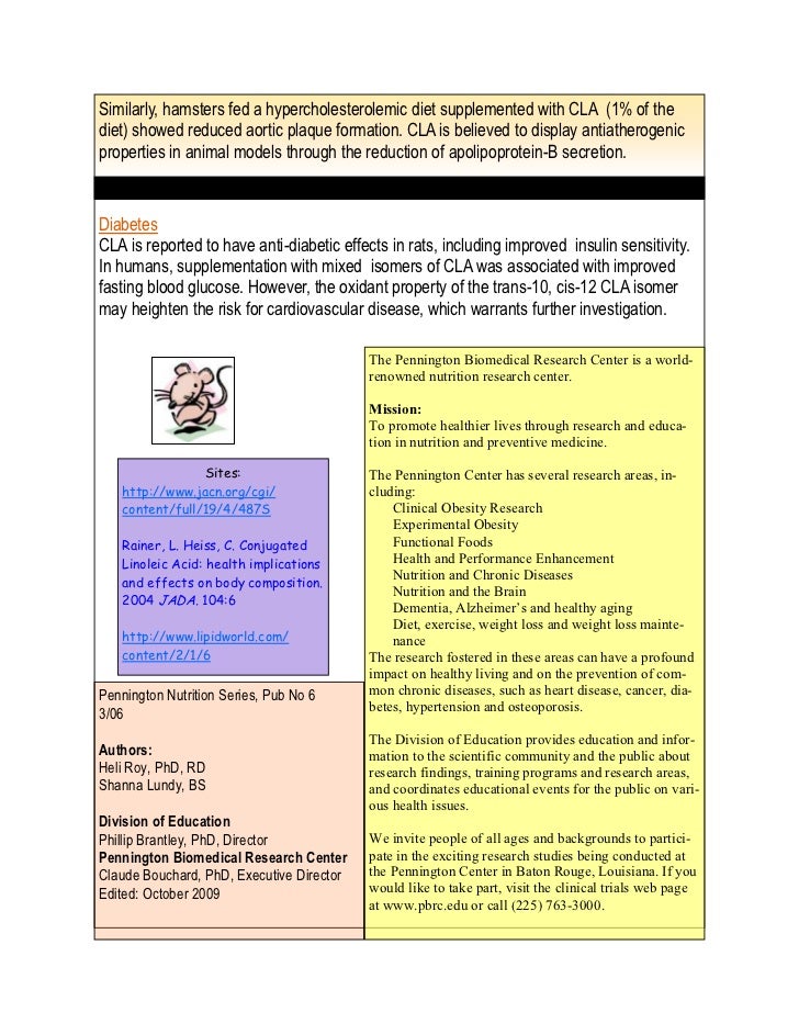 Health benefits of Conjugated linoleic acid