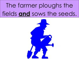 The farmer ploughs the fields  and   sows the seeds. 